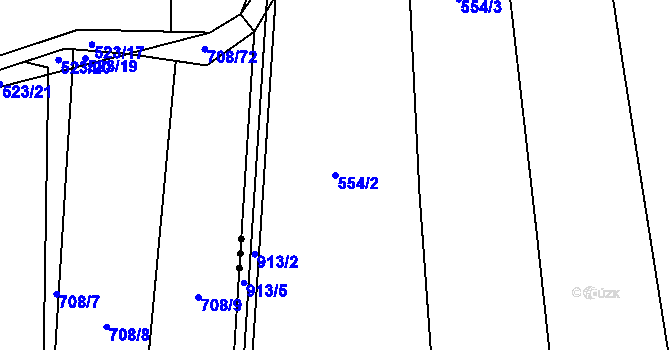 Parcela st. 554/2 v KÚ Lštění nad Zubřinou, Katastrální mapa