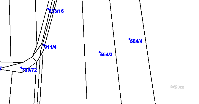 Parcela st. 554/3 v KÚ Lštění nad Zubřinou, Katastrální mapa