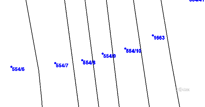Parcela st. 554/9 v KÚ Lštění nad Zubřinou, Katastrální mapa
