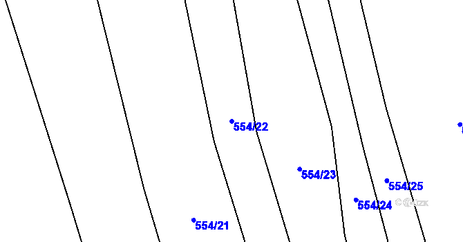 Parcela st. 554/22 v KÚ Lštění nad Zubřinou, Katastrální mapa