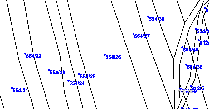 Parcela st. 554/26 v KÚ Lštění nad Zubřinou, Katastrální mapa