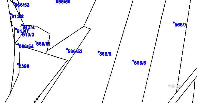 Parcela st. 566/5 v KÚ Lštění nad Zubřinou, Katastrální mapa