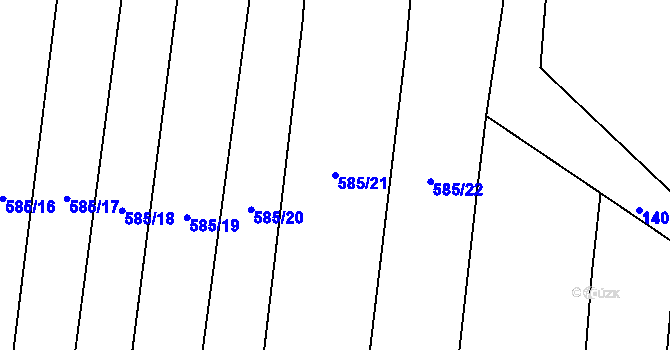 Parcela st. 585/21 v KÚ Lštění nad Zubřinou, Katastrální mapa
