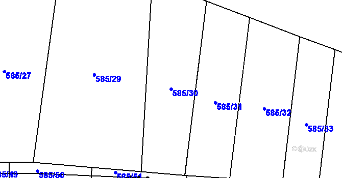 Parcela st. 585/30 v KÚ Lštění nad Zubřinou, Katastrální mapa