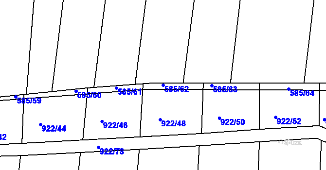 Parcela st. 585/62 v KÚ Lštění nad Zubřinou, Katastrální mapa