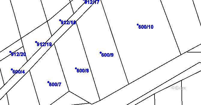 Parcela st. 600/9 v KÚ Lštění nad Zubřinou, Katastrální mapa