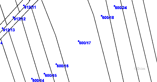 Parcela st. 600/17 v KÚ Lštění nad Zubřinou, Katastrální mapa