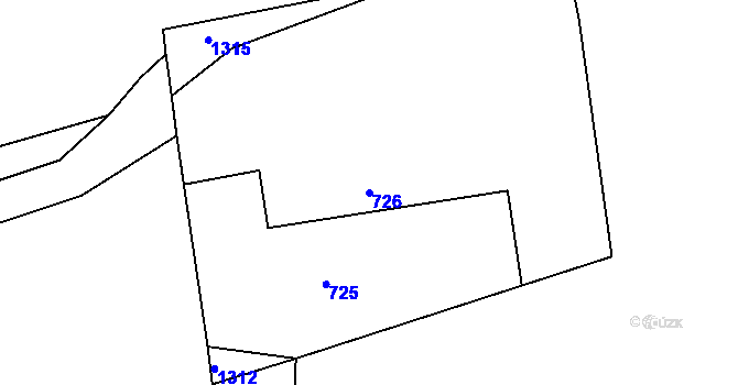 Parcela st. 726 v KÚ Lštění nad Zubřinou, Katastrální mapa