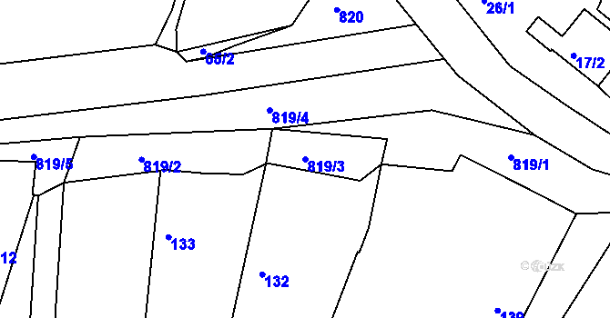Parcela st. 819/3 v KÚ Lštění nad Zubřinou, Katastrální mapa