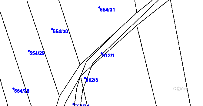 Parcela st. 912/1 v KÚ Lštění nad Zubřinou, Katastrální mapa