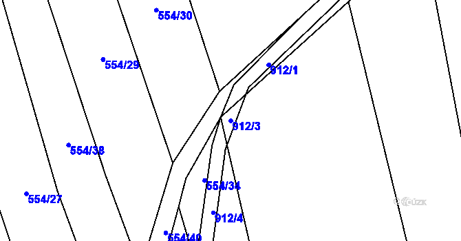 Parcela st. 912/3 v KÚ Lštění nad Zubřinou, Katastrální mapa
