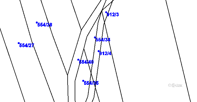 Parcela st. 912/4 v KÚ Lštění nad Zubřinou, Katastrální mapa