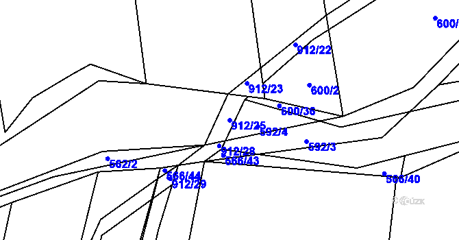 Parcela st. 912/25 v KÚ Lštění nad Zubřinou, Katastrální mapa