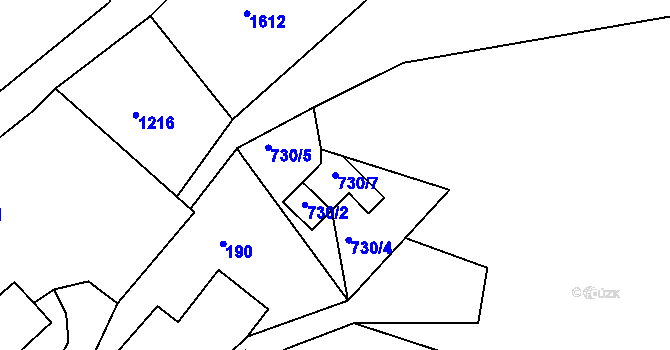Parcela st. 730/7 v KÚ Lštění nad Zubřinou, Katastrální mapa