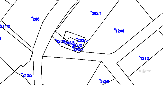 Parcela st. 202/5 v KÚ Lštění nad Zubřinou, Katastrální mapa