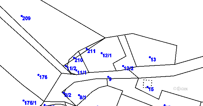 Parcela st. 12/1 v KÚ Lubě, Katastrální mapa