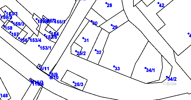 Parcela st. 32 v KÚ Lubě, Katastrální mapa