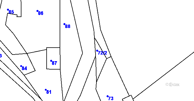 Parcela st. 72/2 v KÚ Lubě, Katastrální mapa
