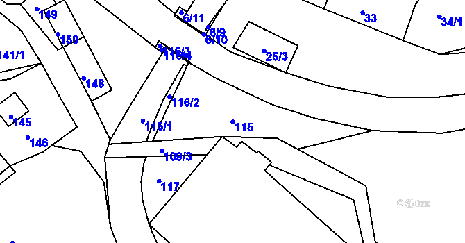Parcela st. 115 v KÚ Lubě, Katastrální mapa