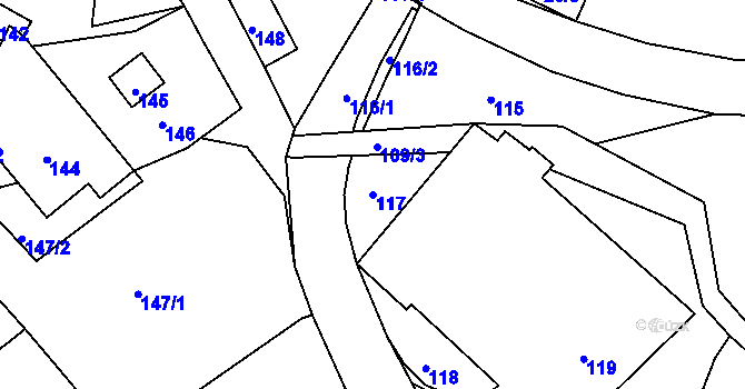 Parcela st. 117 v KÚ Lubě, Katastrální mapa