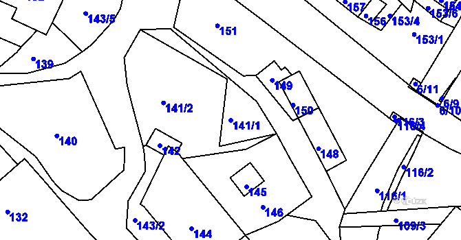 Parcela st. 141/1 v KÚ Lubě, Katastrální mapa