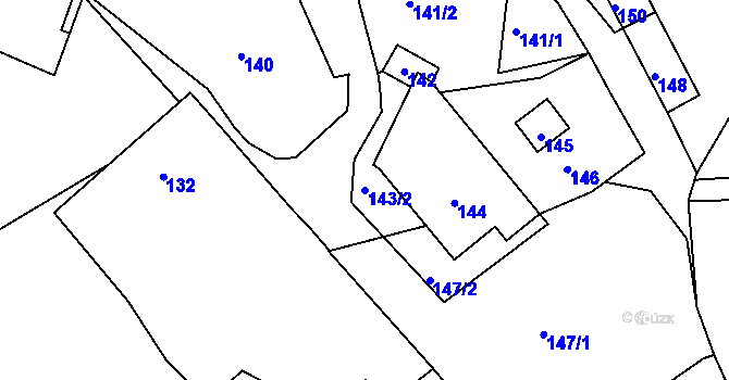Parcela st. 143/2 v KÚ Lubě, Katastrální mapa