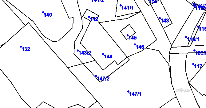 Parcela st. 144 v KÚ Lubě, Katastrální mapa
