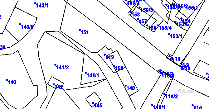 Parcela st. 149 v KÚ Lubě, Katastrální mapa