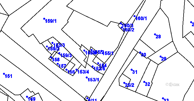 Parcela st. 155/1 v KÚ Lubě, Katastrální mapa