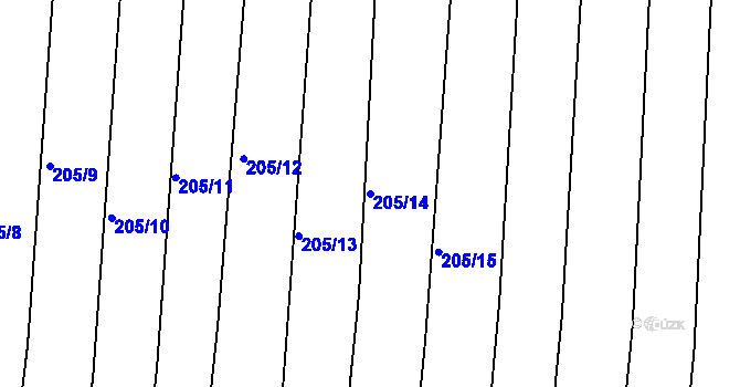 Parcela st. 205/14 v KÚ Lubě, Katastrální mapa