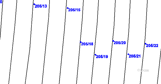 Parcela st. 205/18 v KÚ Lubě, Katastrální mapa