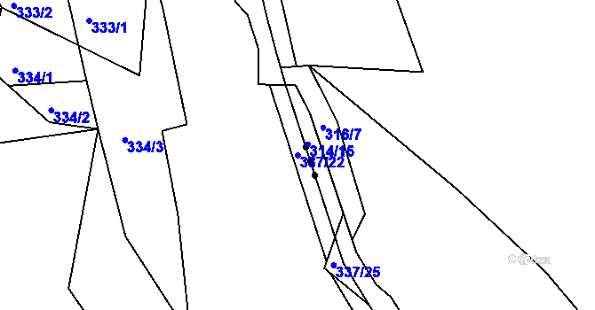Parcela st. 337/22 v KÚ Lubě, Katastrální mapa