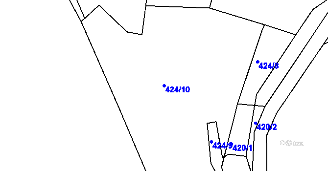 Parcela st. 424/10 v KÚ Lubě, Katastrální mapa