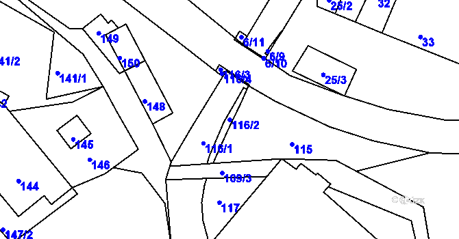 Parcela st. 116/2 v KÚ Lubě, Katastrální mapa