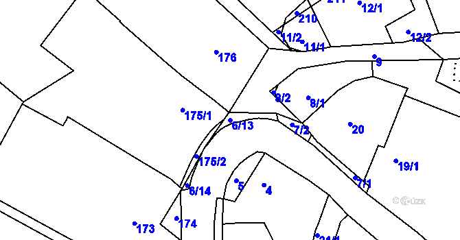 Parcela st. 6/13 v KÚ Lubě, Katastrální mapa