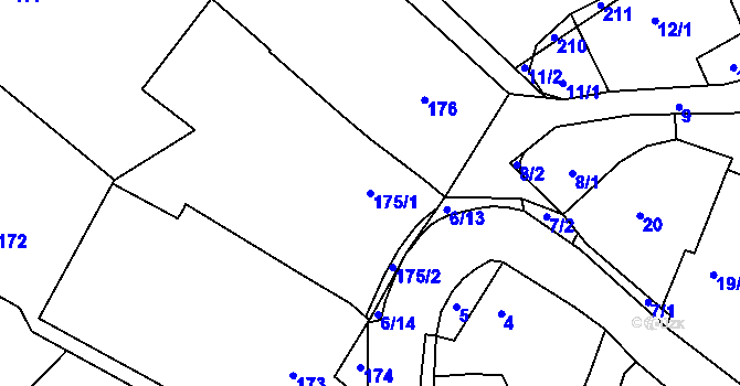 Parcela st. 175/1 v KÚ Lubě, Katastrální mapa