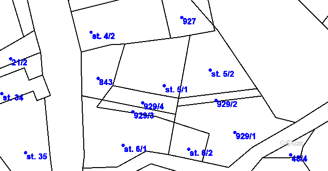 Parcela st. 5/1 v KÚ Libkovice, Katastrální mapa