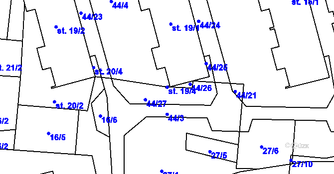 Parcela st. 19/4 v KÚ Lubenec, Katastrální mapa