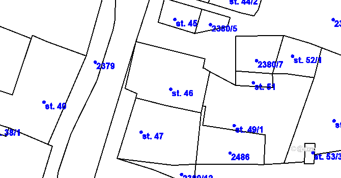 Parcela st. 46 v KÚ Lubenec, Katastrální mapa