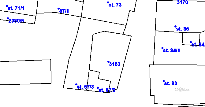 Parcela st. 67/1 v KÚ Lubenec, Katastrální mapa