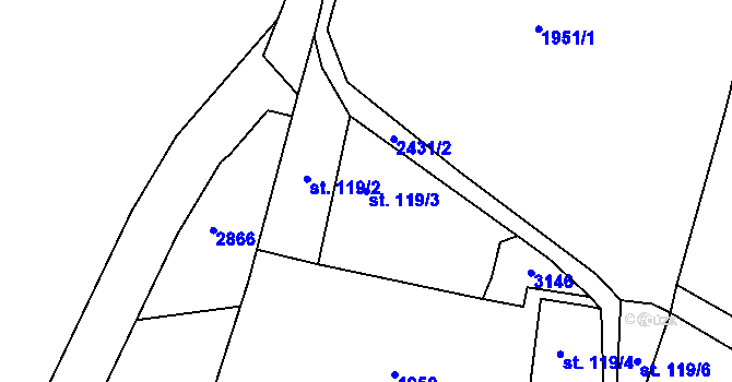 Parcela st. 119/3 v KÚ Lubenec, Katastrální mapa