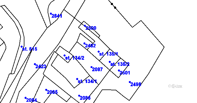 Parcela st. 135/1 v KÚ Lubenec, Katastrální mapa