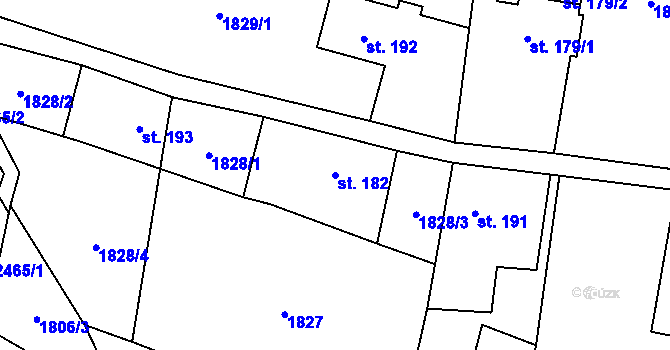 Parcela st. 182 v KÚ Lubenec, Katastrální mapa