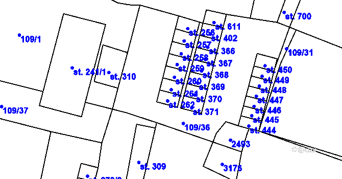 Parcela st. 261 v KÚ Lubenec, Katastrální mapa
