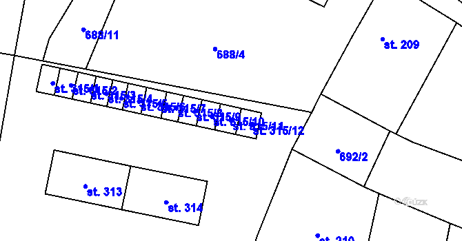 Parcela st. 315/11 v KÚ Lubenec, Katastrální mapa