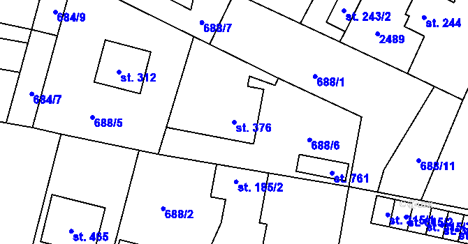 Parcela st. 376 v KÚ Lubenec, Katastrální mapa