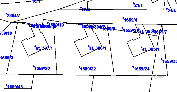 Parcela st. 396/1 v KÚ Lubenec, Katastrální mapa