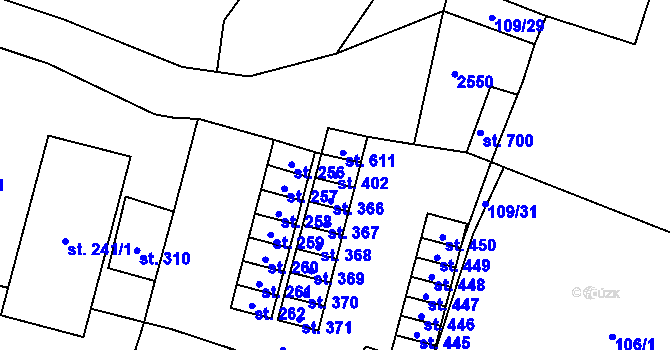 Parcela st. 402 v KÚ Lubenec, Katastrální mapa