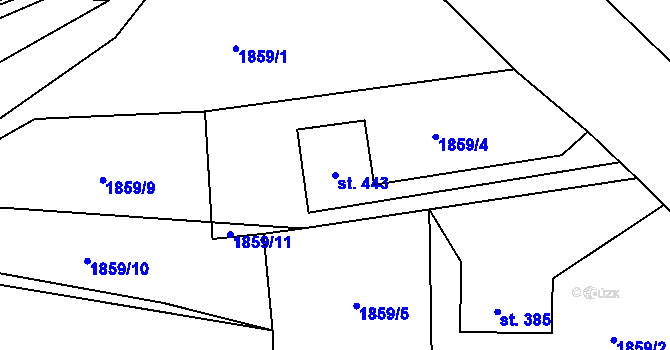 Parcela st. 443 v KÚ Lubenec, Katastrální mapa