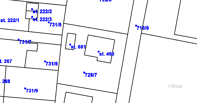 Parcela st. 460 v KÚ Lubenec, Katastrální mapa